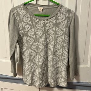 womens J.Crew medium shirt long sleeve flowers embroidered floral cotton